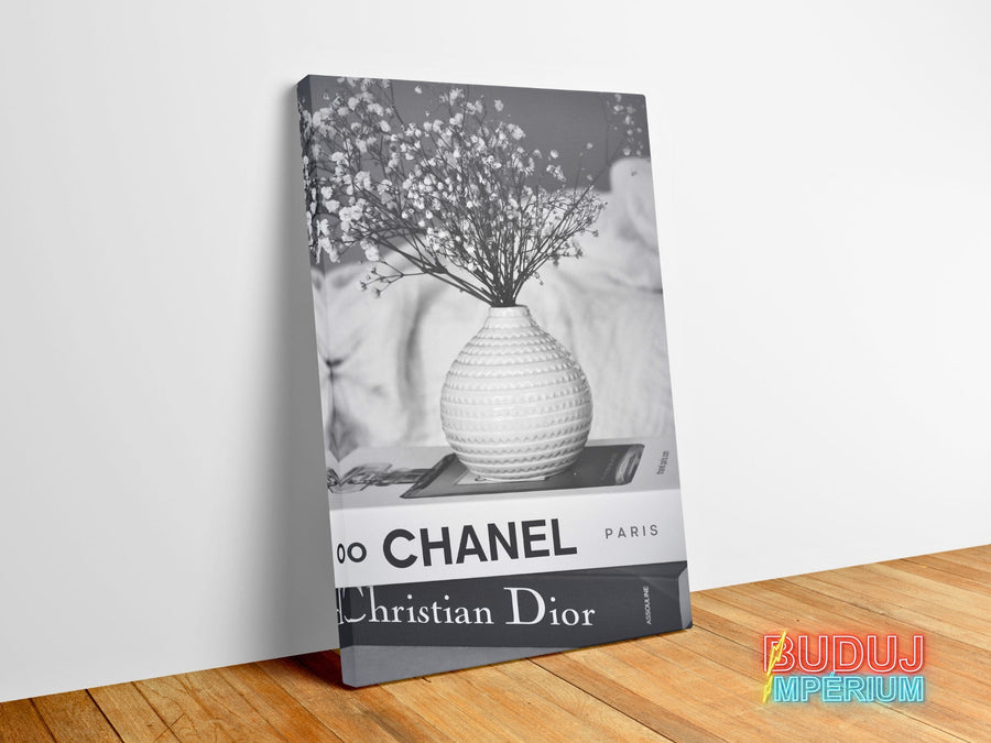 Modern Chanel and Dior vase canvas wall art