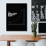 Motivational canvas wall art with a growth chart and “1% Better Every Day” quote in a modern office.