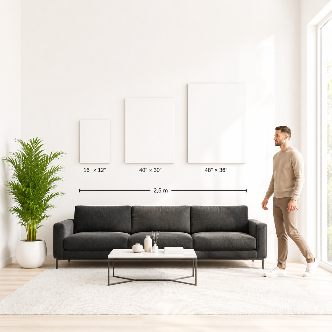 Size guide preview for Mindset Walls motivational wall art and canvas prints.
