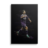 Modern pop art canvas print with dynamic movement of a football player in a minimalist sports style