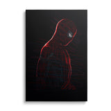 Pop art canvas print with a comic-style superhero portrait in red and blue, front view.