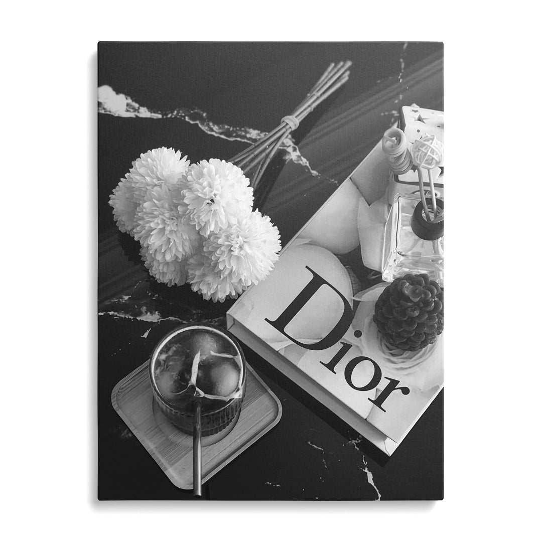 Dior modern canvas wall art displayed on a wall.