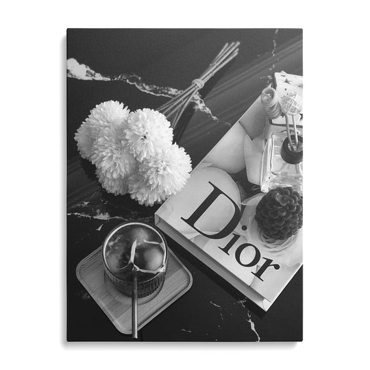 Dior modern canvas wall art displayed on a wall.
