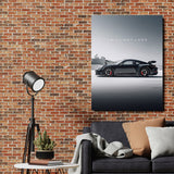 Motivational canvas wall art with black sports car and text I WILL NOT LOSE on a brick wall