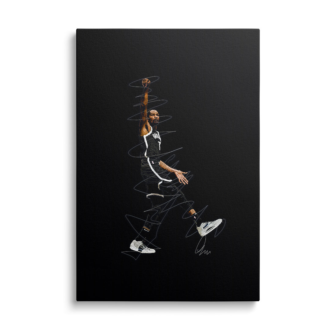 Pop art wall art of a jumping basketball player in sneakers, motivational wall art on a black background