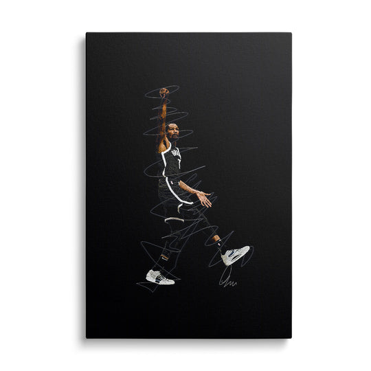 Pop art wall art of a jumping basketball player in sneakers, motivational wall art on a black background