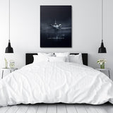 Luxury canvas print with a private jet and the quote “I Like Things Private” in a modern bedroom