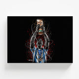 Pop art wall art of Messi lifting a football trophy in Argentina colors, motivational wall art