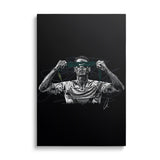 Motivational canvas wall art with a minimalist white-and-green front-view sketch of a tennis player tying a Nike headband.