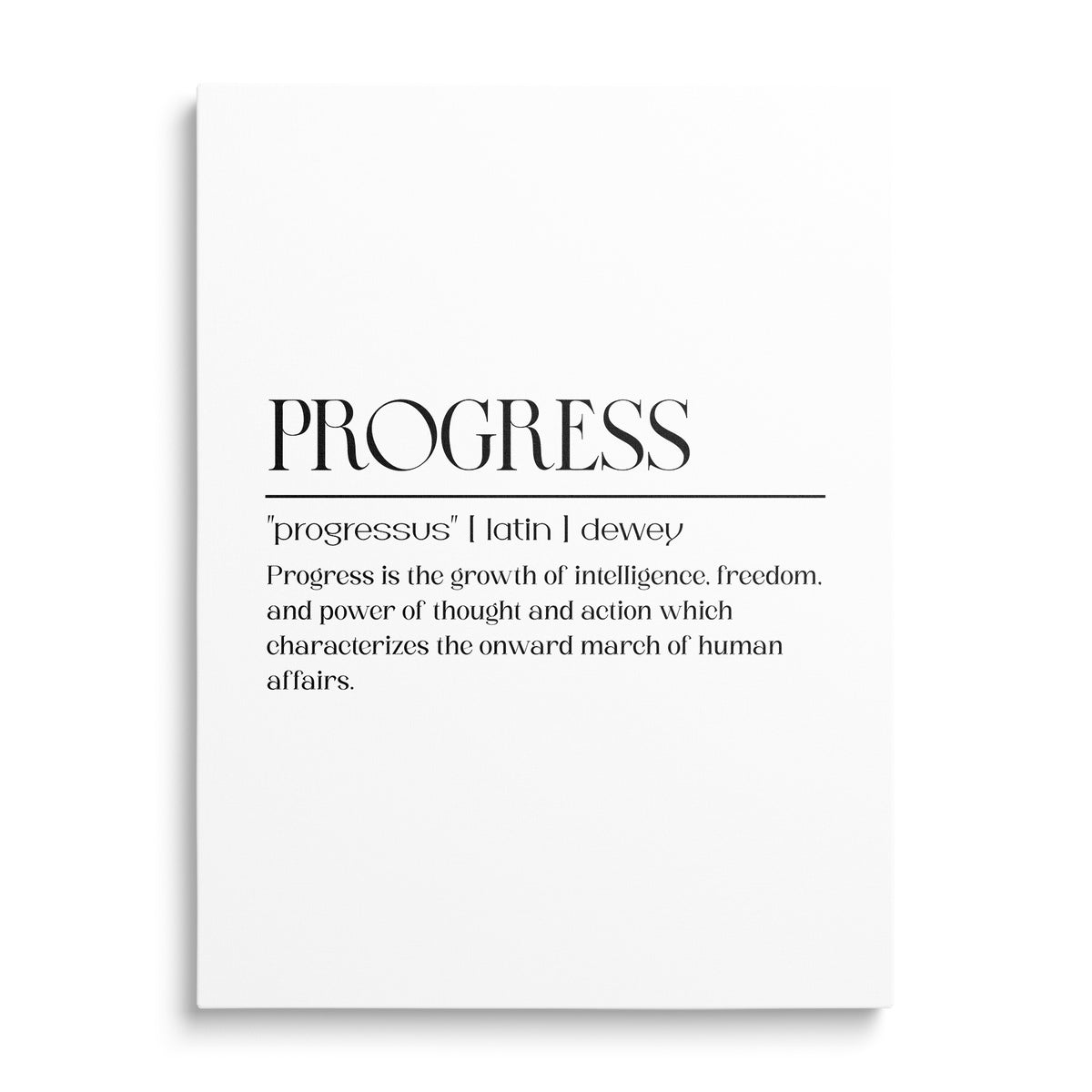 Front-view motivational canvas print with a black-and-white quote about personal growth and freedom