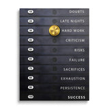 Motivational canvas wall art for a fitness room or gym.