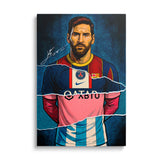 Pop art canvas wall art with a front-facing football player portrait and street art performance motivation