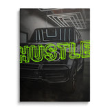 Black and white Mercedes G-Class HUSTLE motivational canvas print.