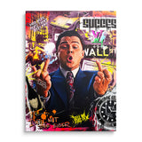 Front view of Wolf of Wall Street motivational wall art with a Rolex motif and hustle mindset theme